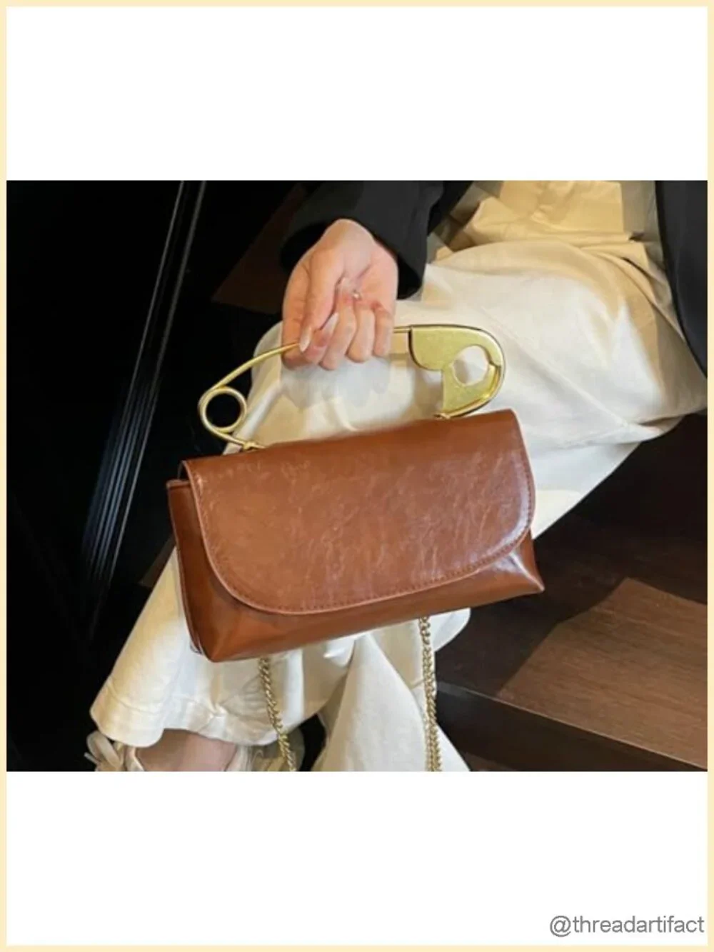 Faux Leather Crossbody Hobo Bag with Chain Strap